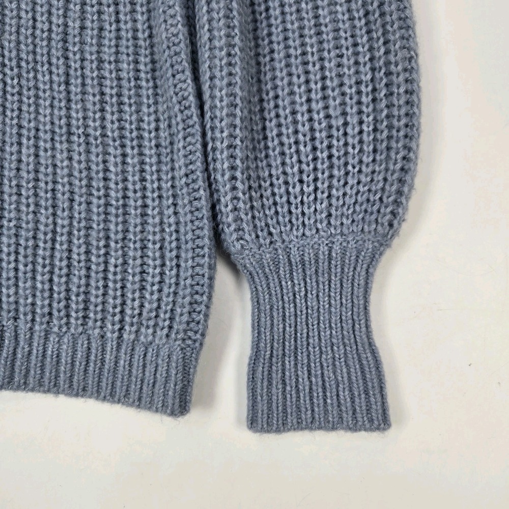 Boden Sweater Womens 6 Blue‎ Mock Neck Puff Shoulder Wool Alpaca Rib Knit - Picture 3 of 8